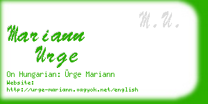 mariann urge business card