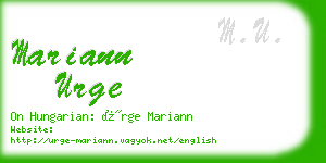 mariann urge business card